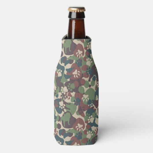 Dog Camouflage Pattern Flaschenkühler (Flaschenvorderseite)