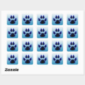 Dog Canine Paw Print Blue Stickers (Blatt)
