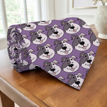 Dog Cartoon on Purple Custom Necktie