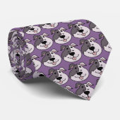 Dog Cartoon on Purple Custom Necktie Krawatte (Gerollt)