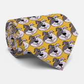 Dog Cartoon on Yellow Custom Necktie Krawatte (Gerollt)