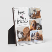 Dog Cat Best Friends Pawprints 4 Fotos Custom Fotoplatte (Vorderseite)