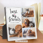 Dog Cat Best Friends Pawprints 4 Fotos Custom Fotoplatte<br><div class="desc">Zeigen Sie 4 Ihrer Lieblings-Fotos auf einer Foto-Display-Plakette Ihres Hundes und Katzen, die BEST FREUNDE sind. Das Design bietet moderne, lustige Typografie, niedliche Hund- und Katzenaufdrucke mit Herzenslust und individuelle Farbwahl, um sich mit Ihren Fotos und/oder Wohngestaltung abzustimmen (grau auf weiß). Alle Texte, Grafiken, Elemente und Hintergrundfarben können in EDIT...</div>