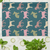 Dog Cat Horse Animal Silhouettes Pattern Geschirrtuch (Gefaltet)