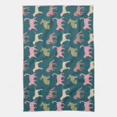 Dog Cat Horse Animal Silhouettes Pattern Geschirrtuch (Vertikal)