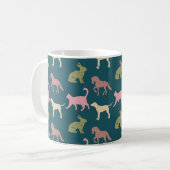 Dog Cat Horse Animal Silhouettes Pattern Kaffeetasse (Vorderseite Links)