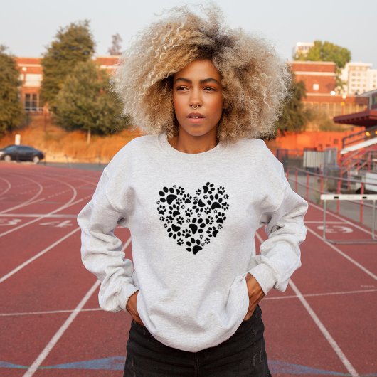 Dog Cat Paw Prints Heart Valentine's Day Love Sweatshirt