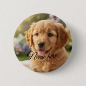 Dog cat pet name photo template simple minimal button (Vorderseite)
