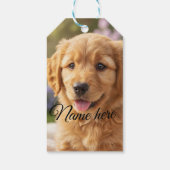 Dog cat pet name photo template simple minimal geschenkanhänger (Rückseite)