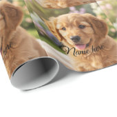 Dog cat pet name photo template simple minimal geschenkpapier (Rolleneckpunkt)