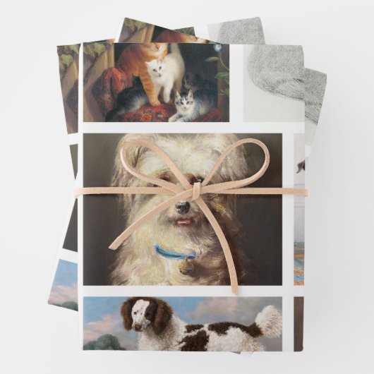 Dog Cat Pets 8 Photo Portrait Collage Keepsake Geschenkpapier Set (Beispiel)