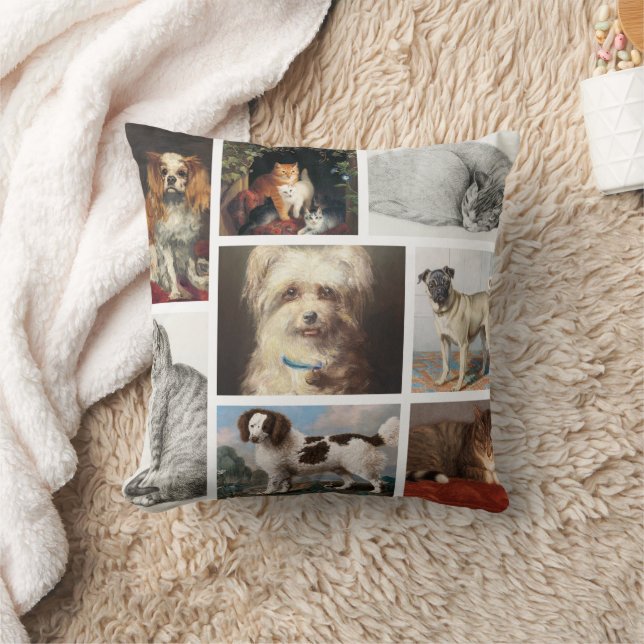 Dog Cat Pets 8 Photo Portrait Collage Keepsake Kissen (Decke)