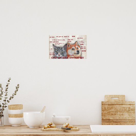 Dog Cat Shiba Inu Doge Meme Funny Humore Freunde Poster (Küche)