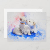 Dog Cat Wasserfarbe Liebe Postkarte (Vorne/Hinten)