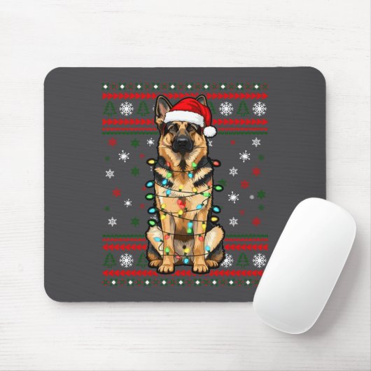Dog Christmas, German Shepherd Christmas Lights Ug Mousepad (Mit Mouse)