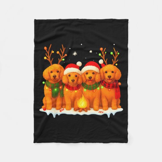 Dog Christmas Light Reindeer Santa Christmas Odle Fleecedecke (Vorderseite)