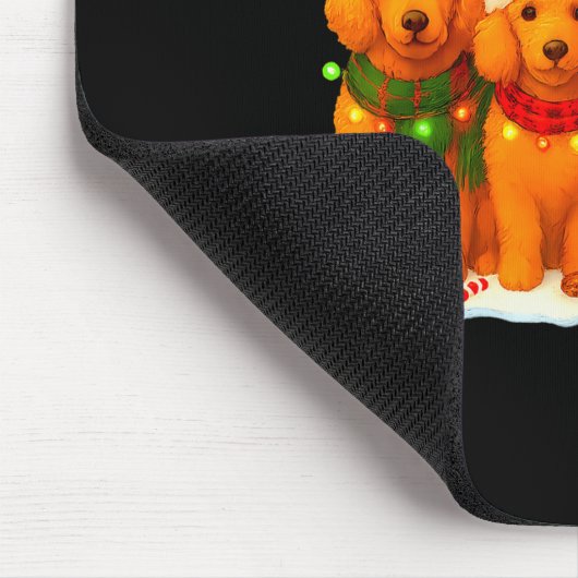 Dog Christmas Light Reindeer Santa Christmas Odle Mousepad (Ecke)