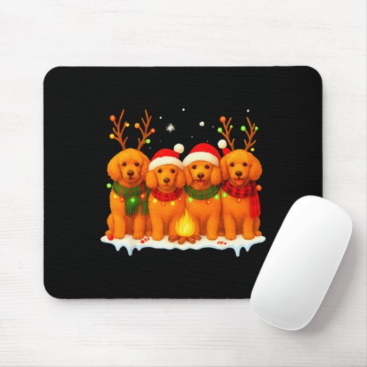 Dog Christmas Light Reindeer Santa Christmas Odle Mousepad (Mit Mouse)