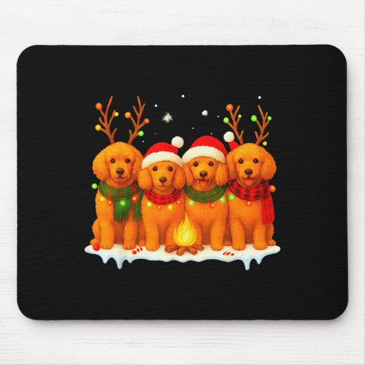 Dog Christmas Light Reindeer Santa Christmas Odle Mousepad (Vorne)