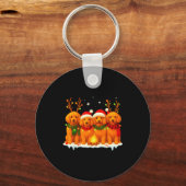 Dog Christmas Light Reindeer Santa Christmas Odle Schlüsselanhänger (Vorderseite)