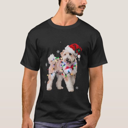 Dog Christmas Light Xmas Aussiedoodle T-Shirt (Vorderseite)