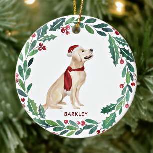 Dog Christmas Personalize Holiday Golden Retriever Keramik Ornament