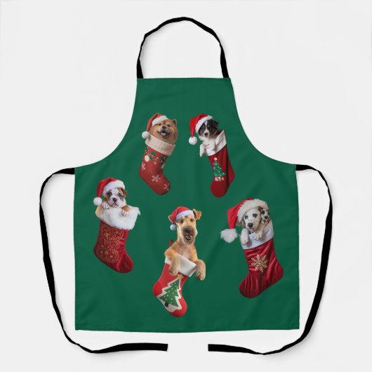 Dog Christmas Stocking Apron Schürze (Vorderseite)