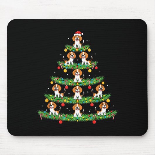 Dog Christmas Tree, Beagle Puppy Holiday Design Fo Mousepad (Vorne)