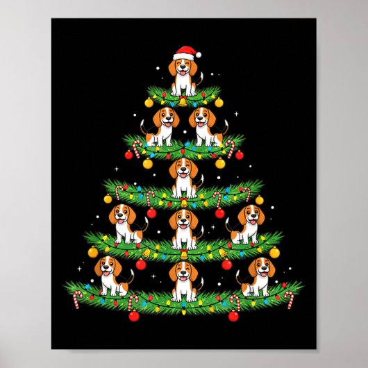 Dog Christmas Tree, Beagle Puppy Holiday Design Fo Poster (Vorne)