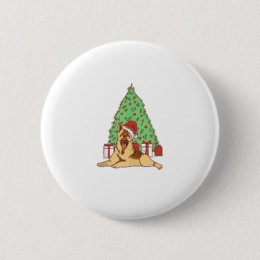 Dog Christmas Tree - Funny Christmas Button (Vorderseite)