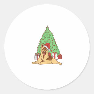 Dog Christmas Tree - Funny Christmas Runder Aufkleber