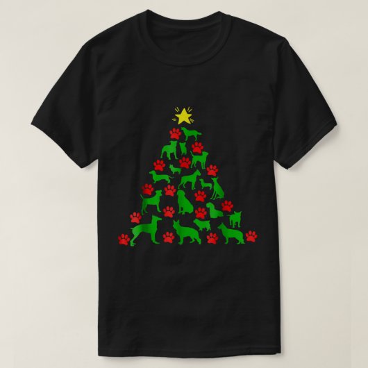 Dog Christmas Tree Paw Print Design T-Shirt (Design vorne)
