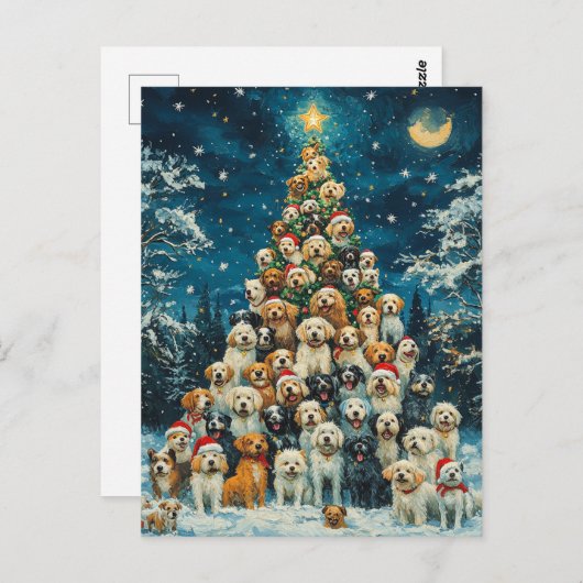Dog Christmas Tree Postkarte (Vorne/Hinten)