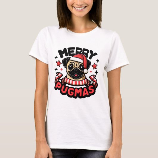 dog christmasgift MERRY PUGMAS T-Shirt (Vorderseite)
