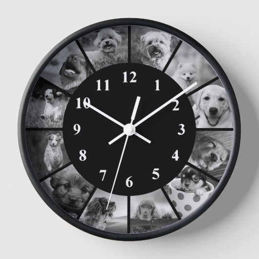 Dog Clock Schwarz-Weiß-Süße Tier Fotografie Uhr (Vorderseite)