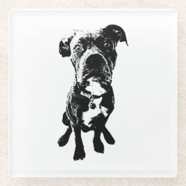Dog Coaster – Sitting Dog Pose in Ink Linework Glasuntersetzer