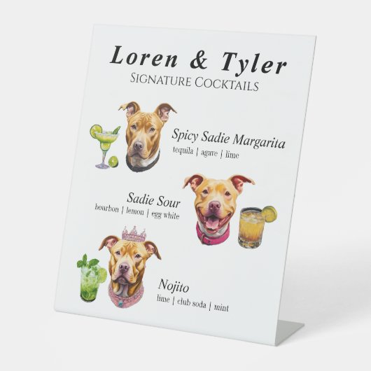 Dog Cocktail Wedding Drink Zeichen Sockelschild (Vorderseite)