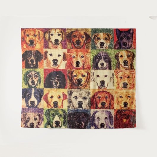 Dog Collage Tapestry Wandteppich (Vorderseite (Horizontal))