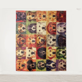 Dog Collage Tapestry Wandteppich