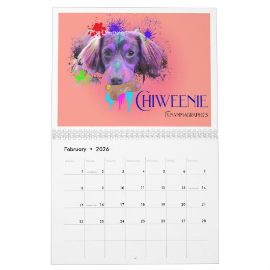 Dog Colourful Splash Art Wall Calendar 2026 Kalender (Feb 2026)