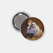 Dog Comforting Girl - "Beileid" von Riviere Briton Magnet (Vorderseite/Rückseite)