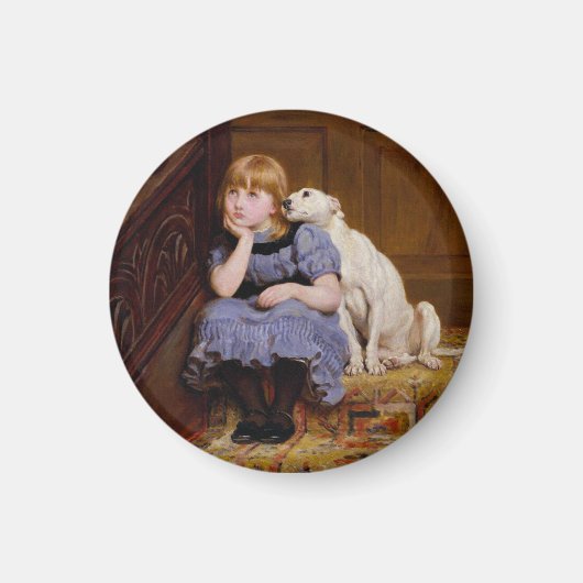 Dog Comforting Girl - "Beileid" von Riviere Briton Magnet (Vorne)