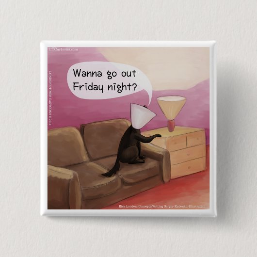 Dog Cone Verabreden Funny Cartoon Button (Vorderseite)