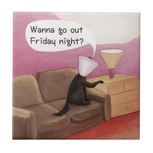 Dog Cone Verabreden Funny Cartoon Fliese (Vorderseite)