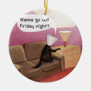 Dog Cone Verabreden Funny Cartoon Keramikornament