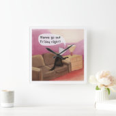 Dog Cone Verabredete Funny Cartoon Wall Clock Quadratische Wanduhr (Zuhause)