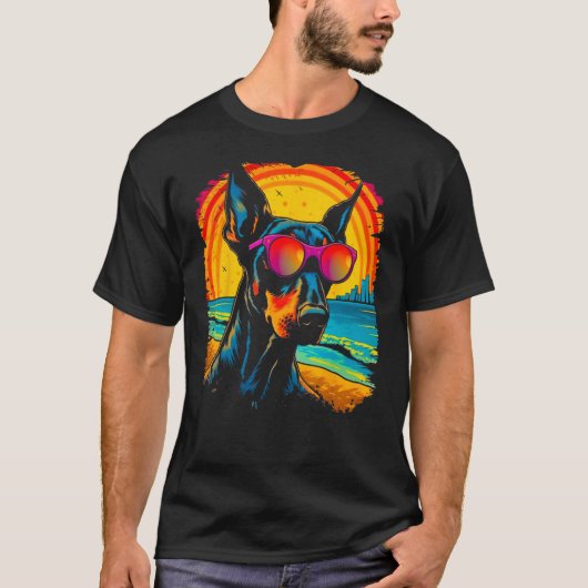 Dog Cool Doberman Pinscher Sunglasses T-Shirt (Vorderseite)