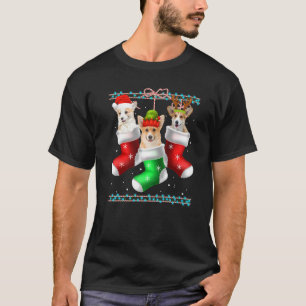 Dog Corgi Weihnachtssocken Xmas Pajama Pet Welpe T-Shirt