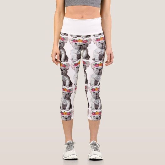 Dog Cuddles Capri Leggings (Vorderseite)