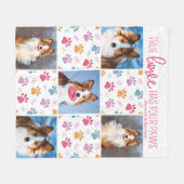 Dog Custom 5 Pet Foto Chic Pink Paw Print Quilt Fleecedecke (Vorderseite (Horizontal))